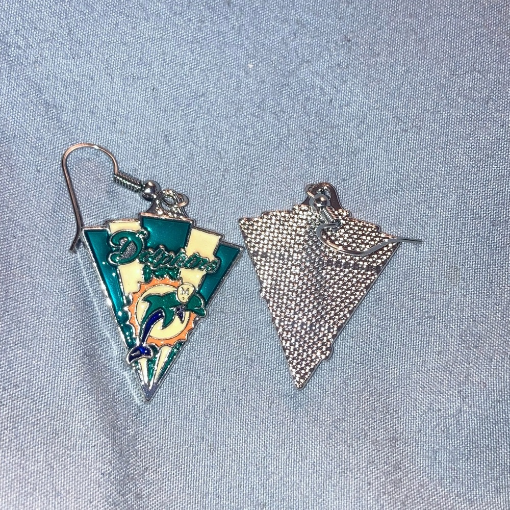 Miami Dolphin Triangle Dangle Earrings